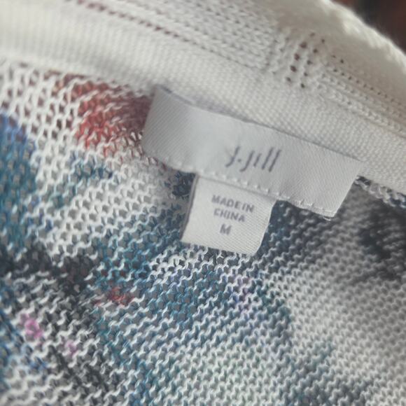 J.Jill Women's Linen Blend Floral Whimsical Duster Cardigan Sweater Size M Multi - Picture 7 of 8